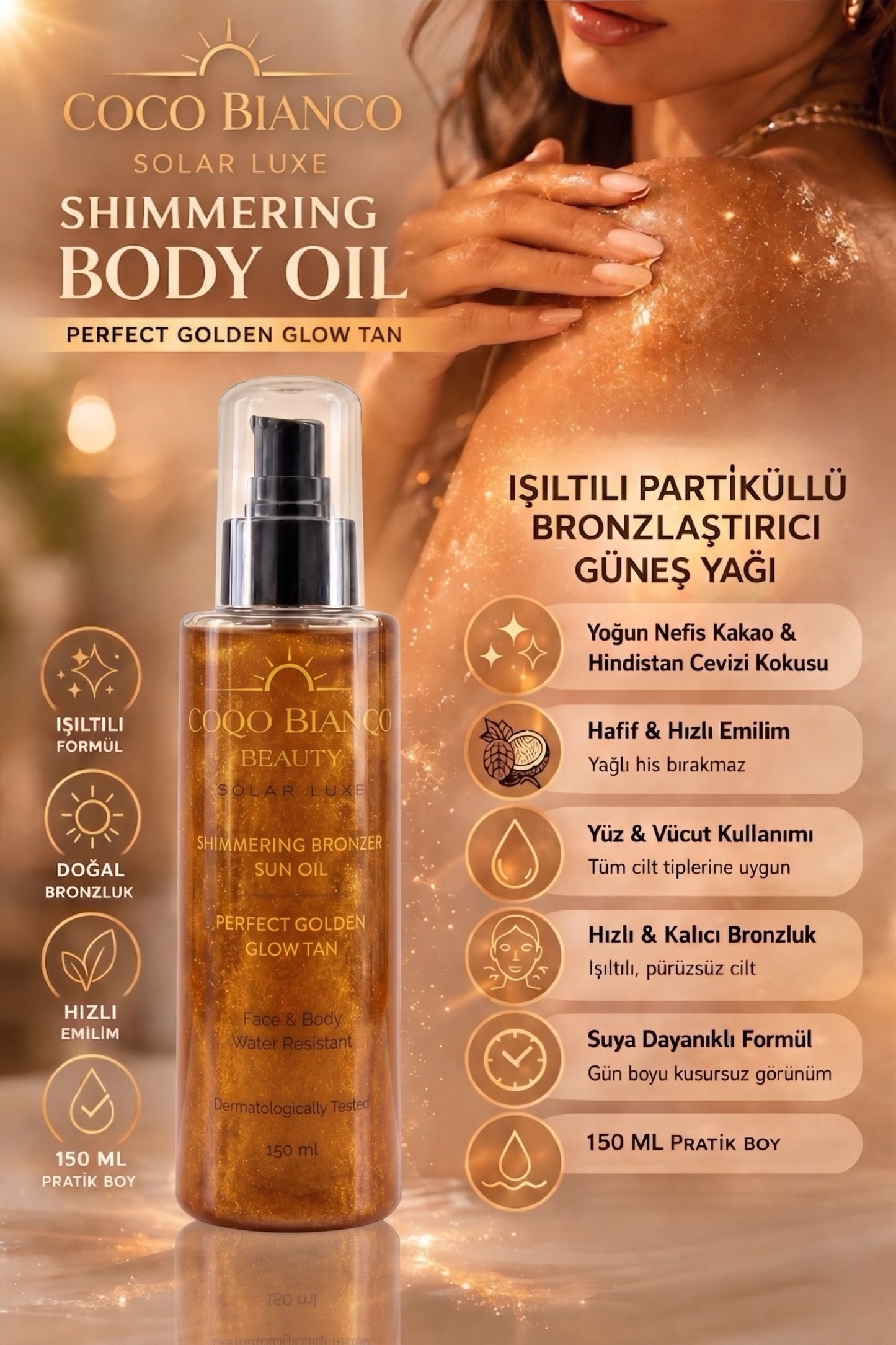 Shimmering Body Oil– Perfect Golden Glow Tan