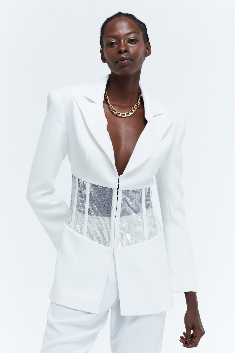 Corset White Blazer