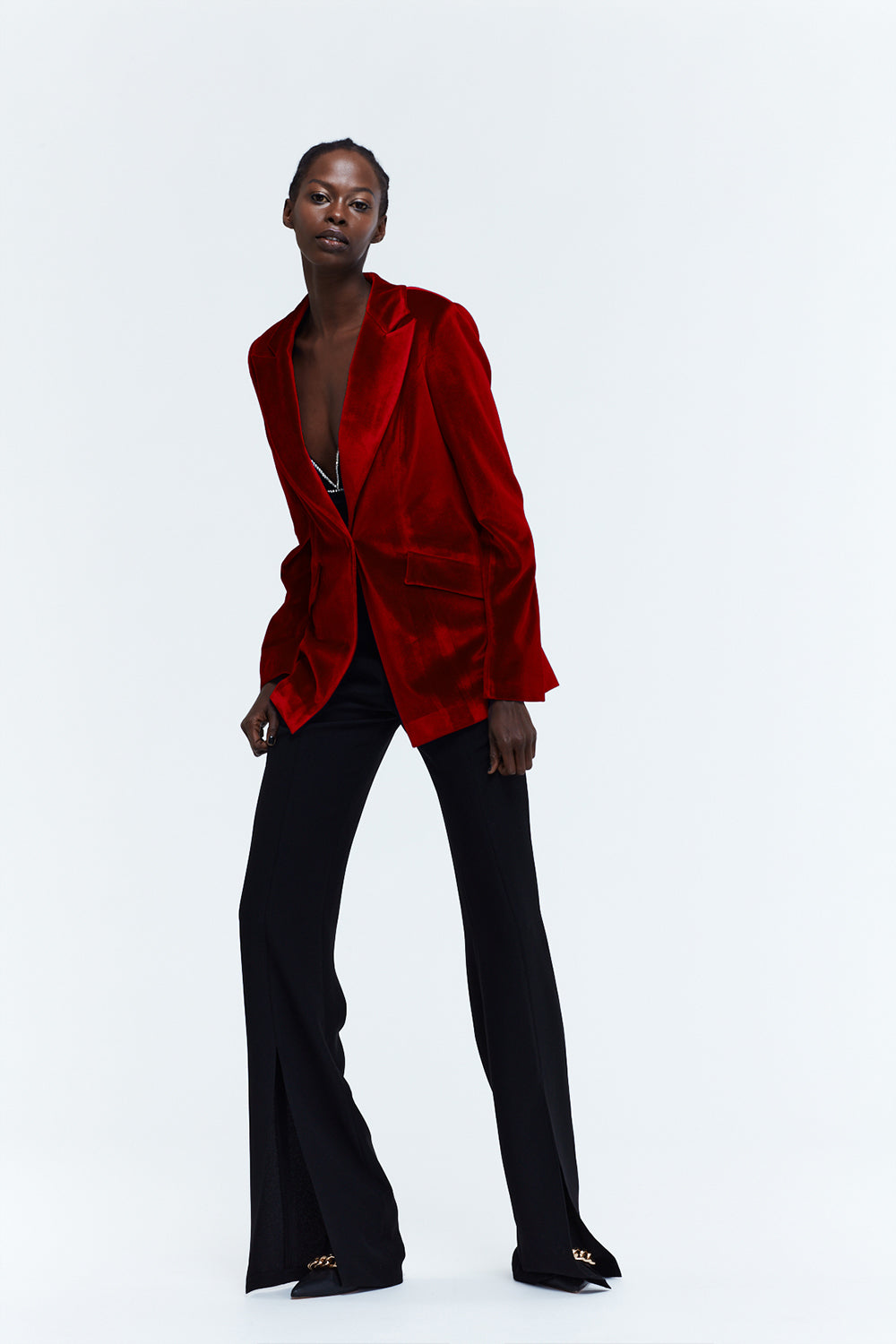 Sara Velvet Red Blazer